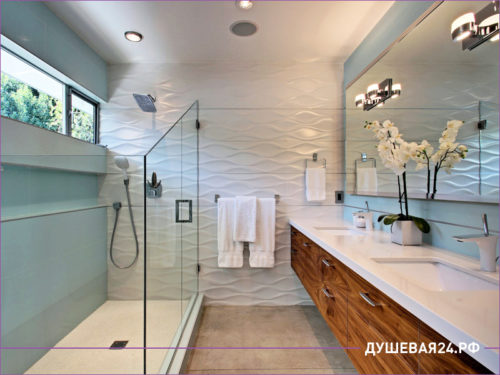 Стильные ванные комнаты с плиткой 3Д
